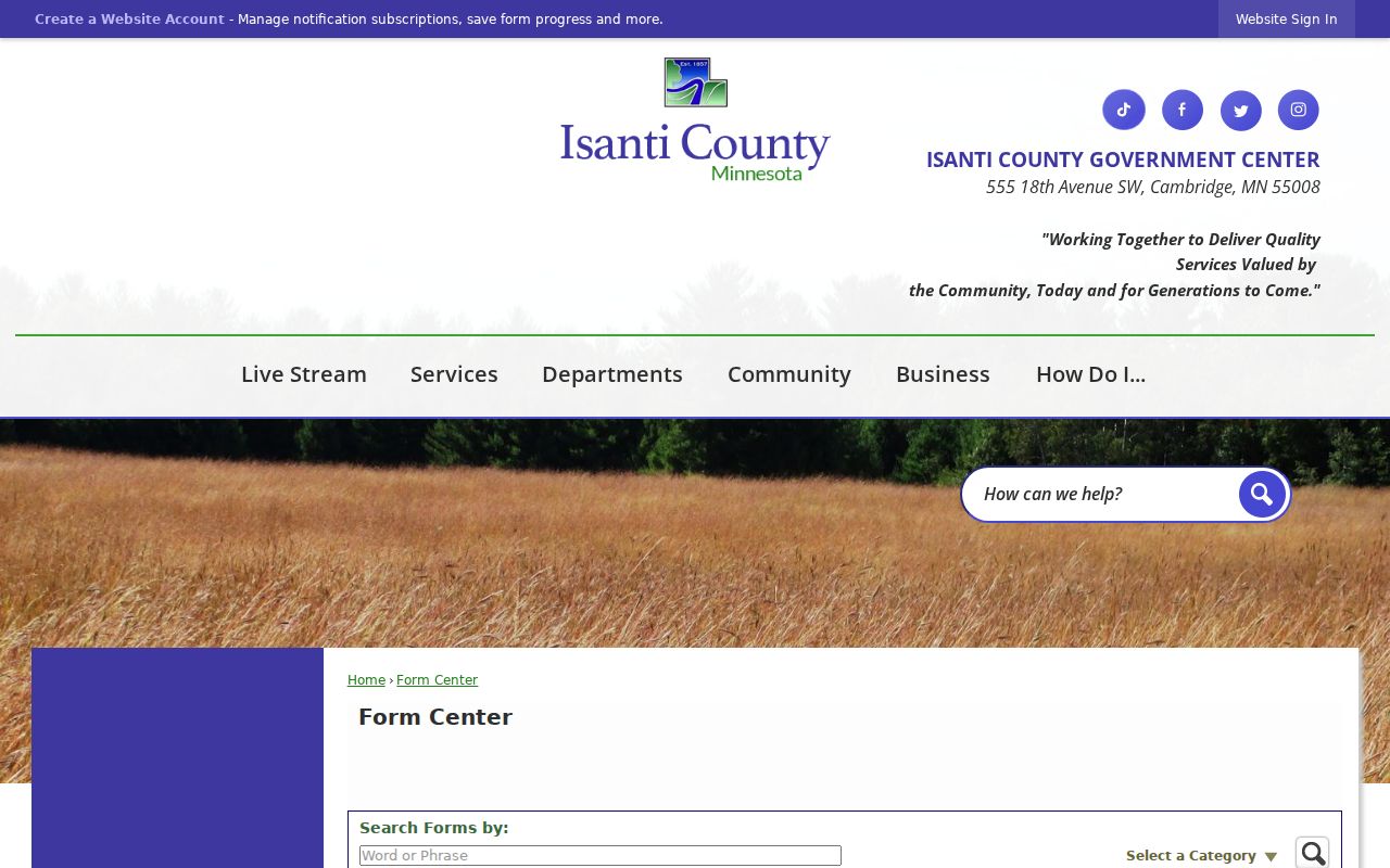 Isanti County warrant records research showing the sheriff government data request form fields