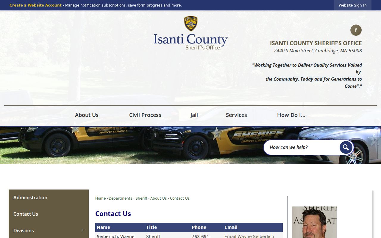 Isanti County warrant records research showing the sheriff records and dispatch phone numbers