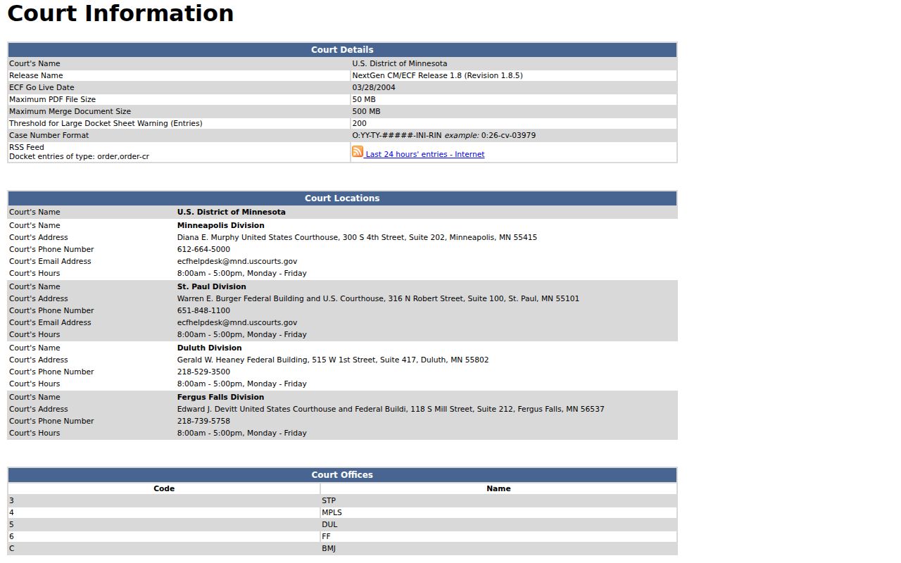 Isanti County warrant records research showing federal court case information and case number format